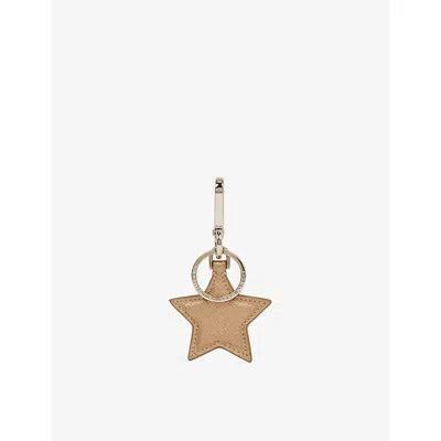 Smythson Womens Panama Star Leather Keyring Bronze In Brown