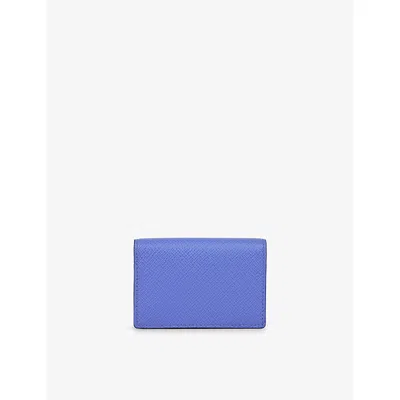 Smythson Womens Ultra Violet Panama Folded Leather Card Case In Purple