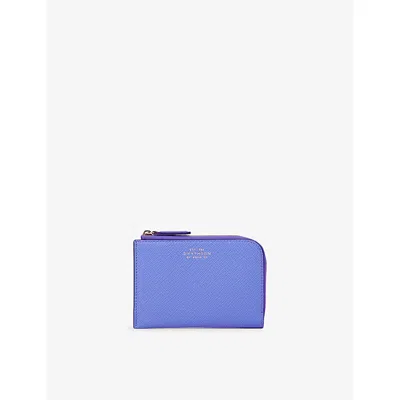 Smythson Womens Ultra Violet Panama Small Leather Pouch In Purple