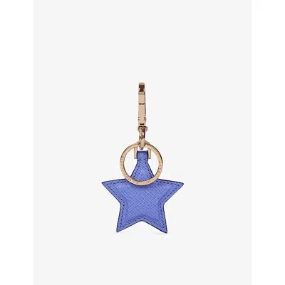 Smythson Womens Ultra Violet Panama Star Leather Keyring In Purple