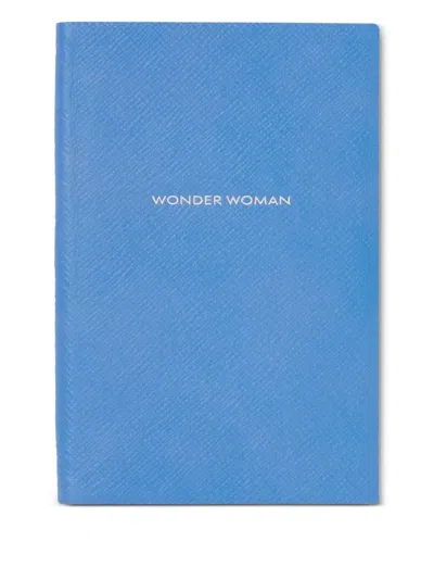 Smythson Wonder Woman Panama Chelsea Notebook In Blue