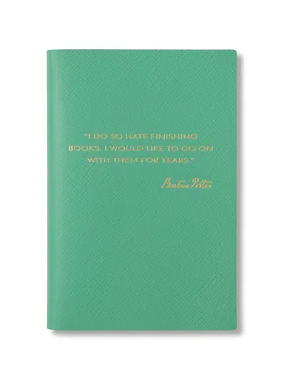 Smythson X Peter Rabbit And Friends Chelsea Panama Leather Notebook In Green