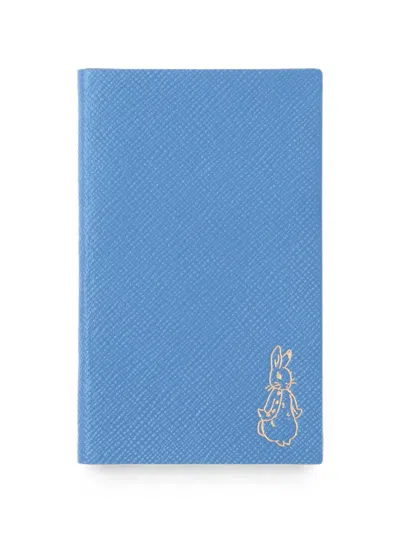 Smythson X Peter Rabbit And Friends Panama Leather Notebook In Blue
