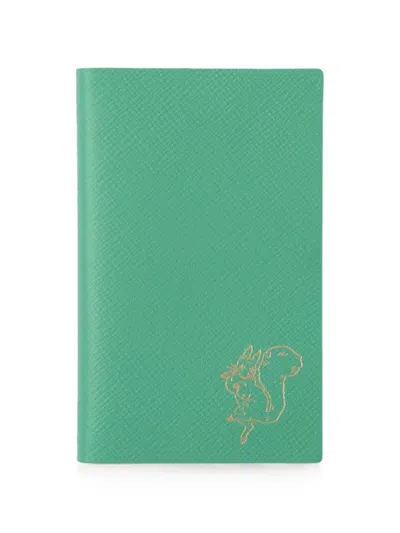 Smythson X Peter Rabbit And Friends Panama Leather Notebook In Green