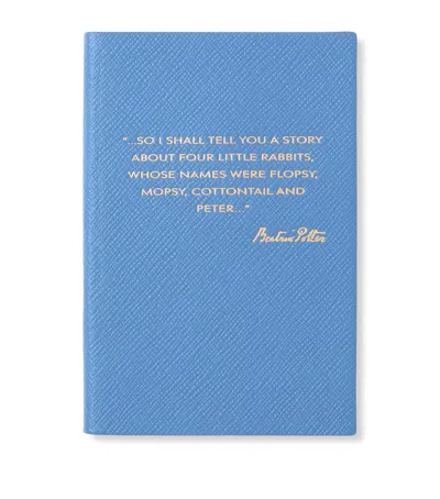 Smythson X Peter Rabbit Panama Leather Notebook In Blue