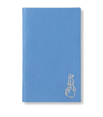 Smythson X Peter Rabbit Panama Leather Notebook In Blue