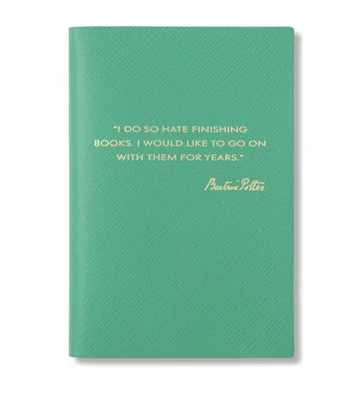 Smythson X Peter Rabbit Panama Leather Notebook In Green