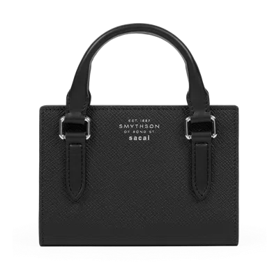 Smythson X Sacai Passport Cover In Panama In Sacai Black