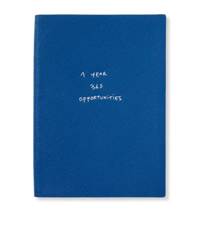 Smythson X Thomas Lélu Panama Leather 365 Opportunities Soho Notebook In Blue