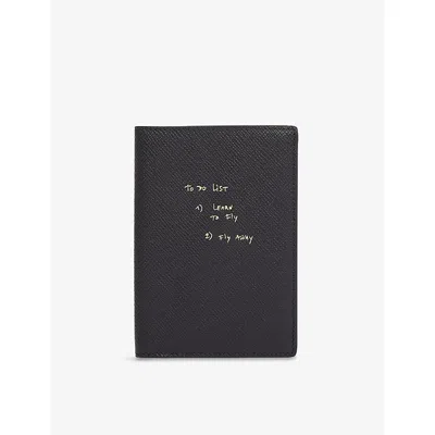 Smythson X Thomas Lélu Panama Leather Passport Cover Black