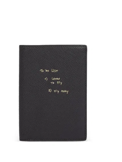 Smythson X Thomas Lélu Panama Leather Passport Cover In Black
