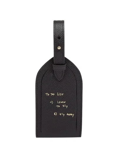 Smythson X Thomas Lélu Panama Luggage Tag In Black