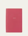 Smythson Xoxo Panama Leather Pocket Notebook, Raspberry In Pink