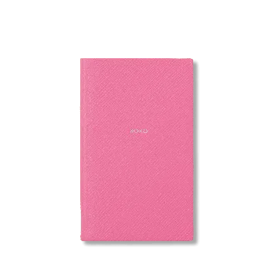 Smythson Xoxo Panama Notebook In Flamingo