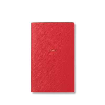 Smythson Xoxo Panama Notebook In Scarlet Red