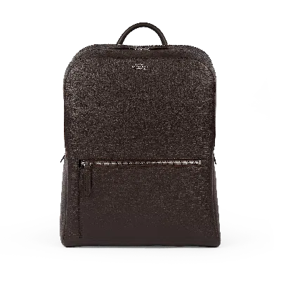 Smythson Zip Around Backpack In Ludlow In Dark Brown
