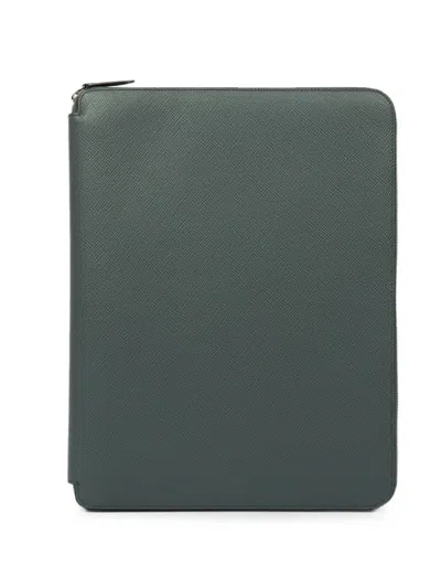 Smythson 지퍼 쓰기 폴더 In Green