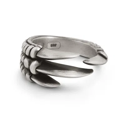 Snake Bones Men's Eagle Claw Ring In Sterling Silver