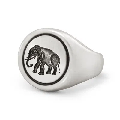 Snake Bones Men's Elephant Signet Ring In Sterling Silver