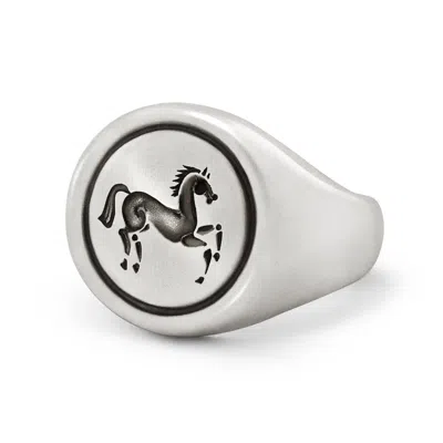 Snake Bones Men's Horse Signet Ring In Sterling Silver