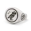 Snake Bones Owl Signet Ring In Sterling Silver In Signet