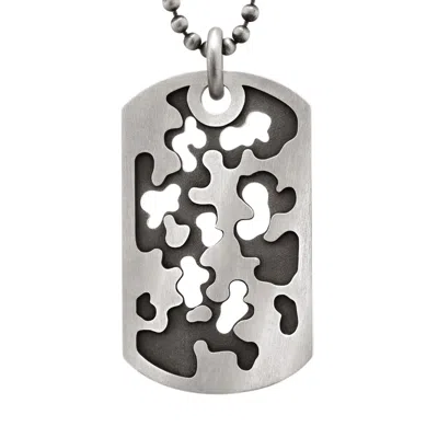 Snake Bones Men's Perforated Camouflage Dog Tag Necklace In Sterling Silver