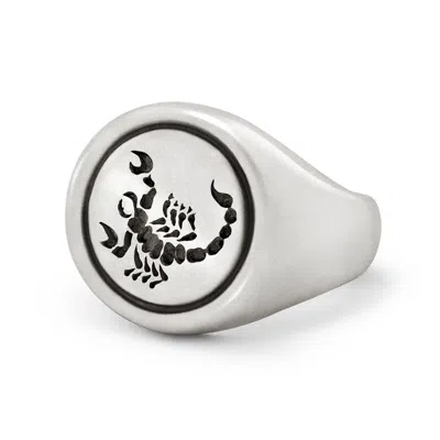 Snake Bones Men's Scorpion Silver Signet Ring