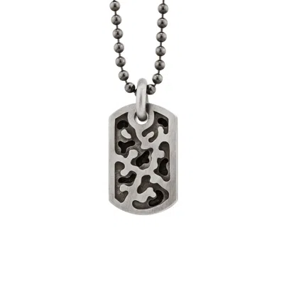 Snake Bones Men's Small Camouflage Dog Tag In Sterling Silver In Gray