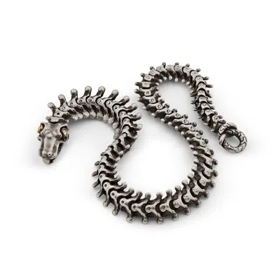 Snake Bones Men's  Bracelet In Sterling Silver & 18kt Gold With Diamonds