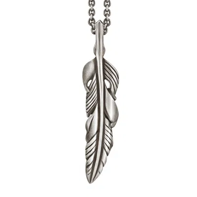 Snake Bones Women's Feather Pendant In Sterling Silver In Metallic