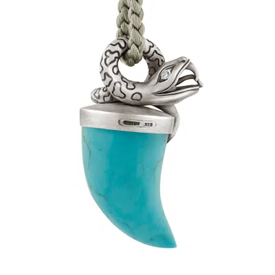 Snake Bones Women's Snake Pendant Necklace With Turquoise Tusk In Blue