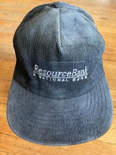 Pre-owned Snap Back X Trucker Hat Resource National Bank Corduroy Trucker Snapback Hat Cap Vtg In Grey