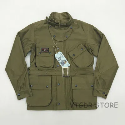 Pre-owned Snap-zip Bob Dong International Jacket Vintage Men's Motorcycle  Jacket For Biker In Khaki Green