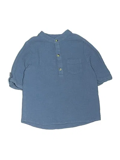Pre-owned Snapper Rock Kids' 3/4 Sleeve Button Down Shirt In Blue