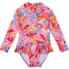 Snapper Rock Blooming Long Sleeve One-piece Rashguard Swimsuit In Multi