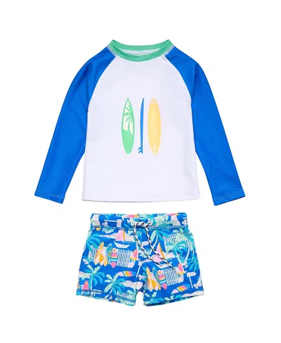 Snapper Rock Kids' Boys' Breakwater Beach Long Sleeve Set - Baby In Blue