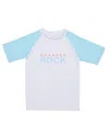 SNAPPER ROCK BOYS' LIGHT BLUE SLEEVE SUSTAINABLE SHORT SLEEVE RASH TOP - LITTLE KID, BIG KID