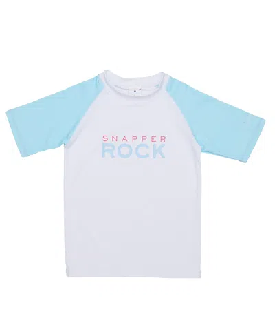 SNAPPER ROCK UNISEX LIGHT BLUE SLEEVE SUSTAINABLE SHORT SLEEVE RASH TOP-LITTLE