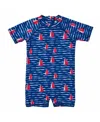 Snapper Rock Boys' Sailboat Rock Short Sleeve Sunsuit - Baby In Navy