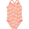 Snapper Rock Cali Palms Reversible One-piece Swimsuit In Orange