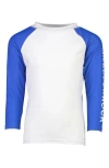 Snapper Rock Contrast Sleeve Rashguard In White/blue