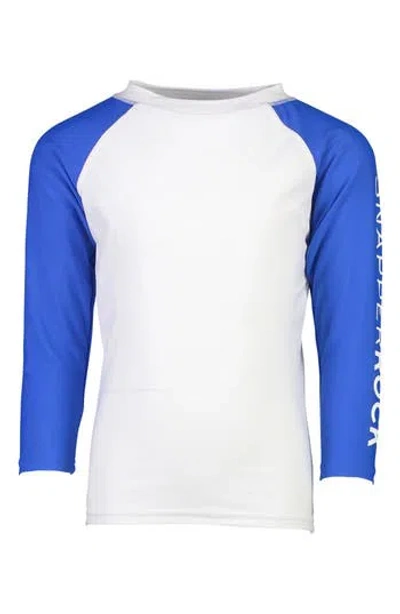 Snapper Rock Kids'  Contrast Sleeve Rashguard In White/blue