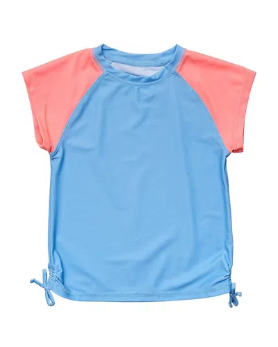 Snapper Rock Kids' Cornflower Peach Sleeve Rash Top In Blue