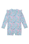 Snapper Rock Daisy Chain Long Sleeve One-piece Rashguard Swimsuit In Blue