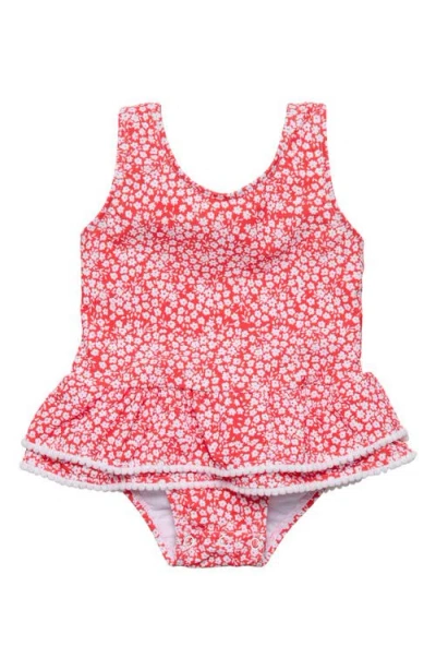Snapper Rock Babies'  Ditsy Bloom Skirted One-piece Swimsuit In Red
