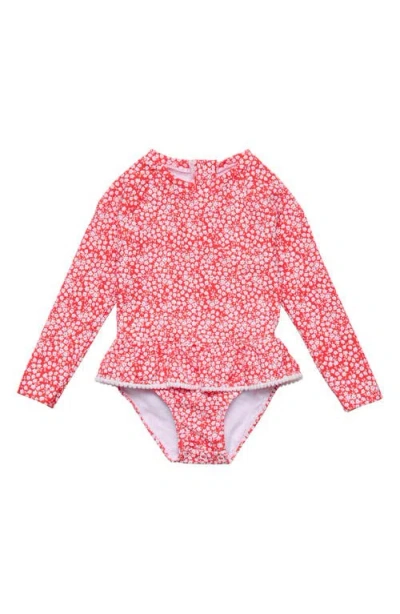 Snapper Rock Babies'  Ditsy Bloom Upf 50+ One-piece Rashguard Swimsuit In Brown
