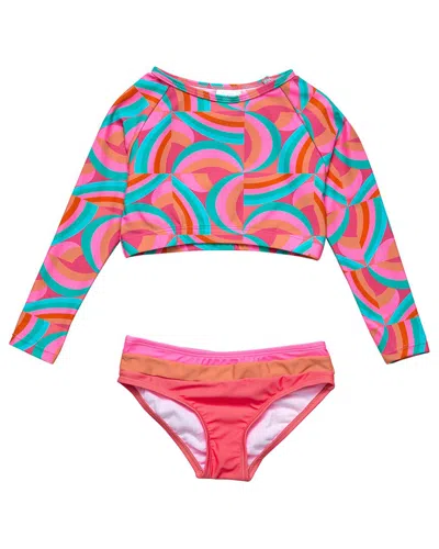 Snapper Rock Kids' Geo Melon Sustainable Crop Rash Top In Multi