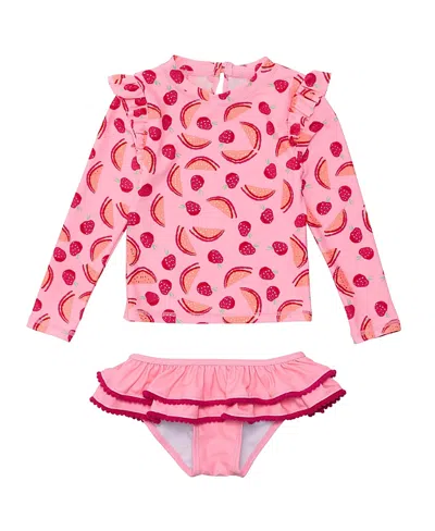 Snapper Rock Girls' Berry Sweet Long Sleeve Ruffle Set - Little Kid In Pink