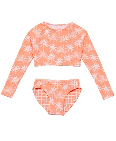 SNAPPER ROCK GIRLS' CALI PALMS RECYCLED CROP LS RASH SET - LITTLE KID, BIG KID