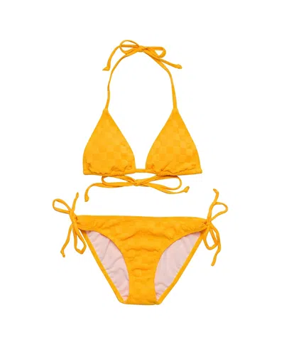 Snapper Rock Girls' Check Me Out Marigold Triangle Bikini - Big Kid In Multi